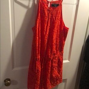 Orange spaghetti strap romper